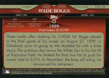 2009 Topps - Legends of the Game Platinum (Wal-Mart) #LLP-30 Wade Boggs Back