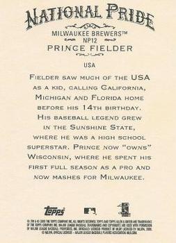 2009 Topps Allen & Ginter - National Pride #NP12 Prince Fielder Back