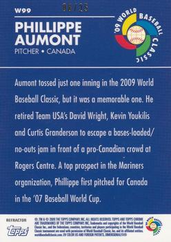 2009 Topps Chrome - World Baseball Classic Red Refractors #W99 Phillippe Aumont Back