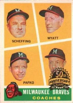 2009 Topps Heritage - 50th Anniversary Buybacks #464 Milwaukee Braves Coaches (Bob Scheffing / Whitlow Wyatt / Andy Pafko / George Myatt) Front