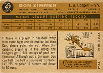 2009 Topps Heritage - 50th Anniversary Buybacks #47 Don Zimmer Back