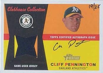 2009 Topps Heritage - Clubhouse Collection Relics Autographs #CCAR-CP Cliff Pennington Front