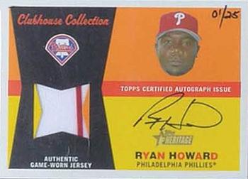 2009 Topps Heritage - Clubhouse Collection Relics Autographs #CCAR-RH Ryan Howard Front