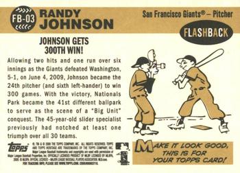 2009 Topps Heritage - Flashbacks High Number #FB-03 Randy Johnson  Back