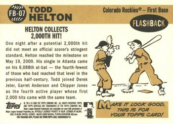 2009 Topps Heritage - Flashbacks High Number #FB-07 Todd Helton  Back