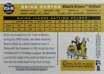 2009 Topps Heritage - Real One Autographs #ROA-BB Brian Barton Back