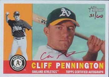 2009 Topps Heritage - Real One Autographs Red Ink #CP Cliff Pennington Front