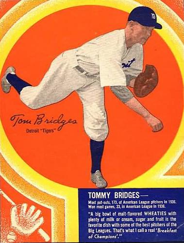 1937 Wheaties Series 9 #NNO Tommy Bridges Front