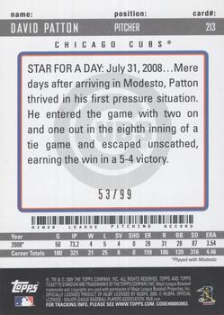 2009 Topps Ticket to Stardom - Blue #213 David Patton Back
