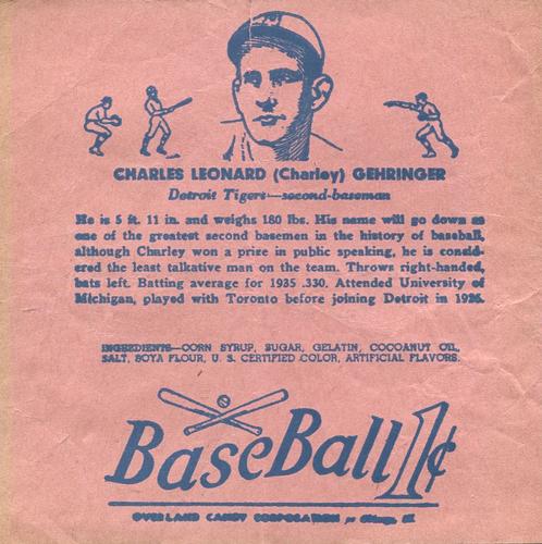 1936-41 Overland Candy (R301) #NNO Charlie Gehringer Front