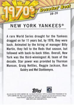 2020 Topps Update - Decades' Best #DB-26 New York Yankees Back