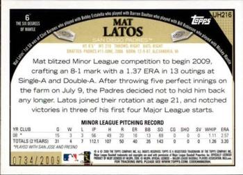 2009 Topps Updates & Highlights - Gold #UH216 Mat Latos Back