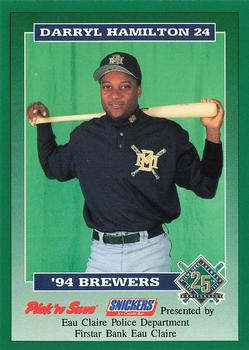 1994 Milwaukee Brewers Police - Eau Claire Police Department #NNO Darryl Hamilton Front