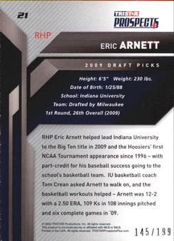 2009 TriStar Prospects Plus - Autographs #21 Eric Arnett Back