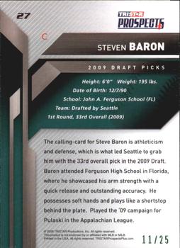 2009 TriStar Prospects Plus - Autographs Green #27 Steve Baron Back