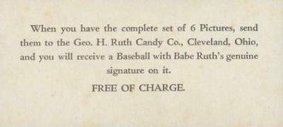 1928 George Ruth Candy #1 Babe Ruth Back