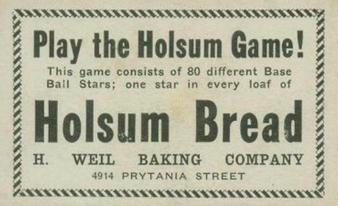1920-21 Holsum Bread D327 #NNO Al Mamaux Back
