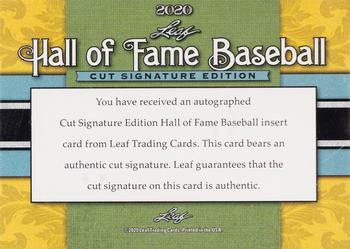 2020 Leaf Cut Signature Hall of Fame Baseball Edition #NNO Ernie Banks Back