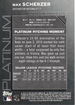 2020 Bowman Platinum - Icy #2 Max Scherzer Back