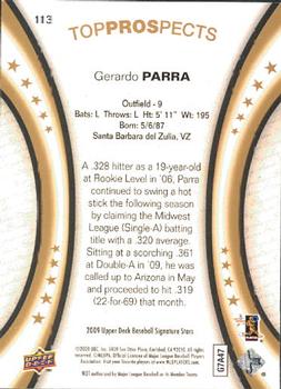 2009 Upper Deck Signature Stars #113 Gerardo Parra Back