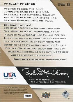 2009 Upper Deck Signature Stars - USA National Team Future Watch Jersey Autographs #UFWA-35 Phillip Pfeifer Back