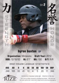2012 Leaf Rize Draft - Strength and Honor #SH-2 Byron Buxton Back
