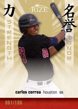 2012 Leaf Rize Draft - Strength and Honor Gold #SH-3 Carlos Correa Front