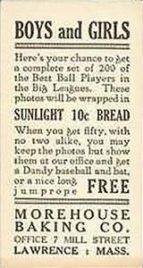 1916 Morehouse Baking (D352) #63 Del Gainer Back