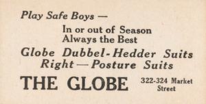 1916 Globe Clothing (H801-9) #41 Sam Crawford Back