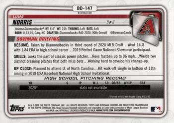 2020 Bowman Draft - Chrome Refractor #BD-147 Liam Norris Back
