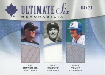 2009 Upper Deck Ultimate Collection - Ultimate Six Memorabilia Gold #U6M-21 Brian Roberts / Phil Rizzuto / Rickie Weeks / Robin Yount / Robinson Cano / Cal Ripken Jr. Front
