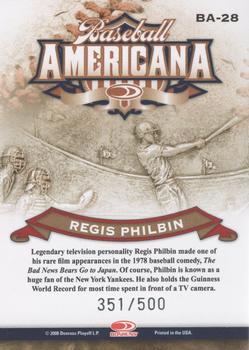 2008 Donruss Threads - Baseball Americana #BA-28 Regis Philbin Back