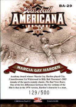2008 Donruss Threads - Baseball Americana #BA-29 Marcia Gay Harden Back