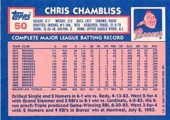 1984 Topps - Collector's Edition (Tiffany) #50 Chris Chambliss Back