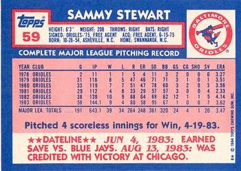 1984 Topps - Collector's Edition (Tiffany) #59 Sammy Stewart Back