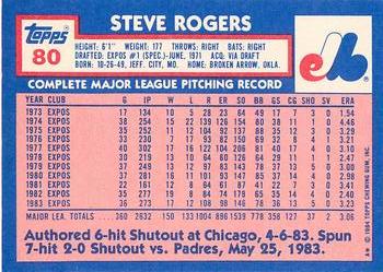 1984 Topps - Collector's Edition (Tiffany) #80 Steve Rogers Back