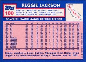 1984 Topps - Collector's Edition (Tiffany) #100 Reggie Jackson Back