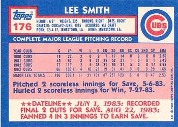 1984 Topps - Collector's Edition (Tiffany) #176 Lee Smith Back