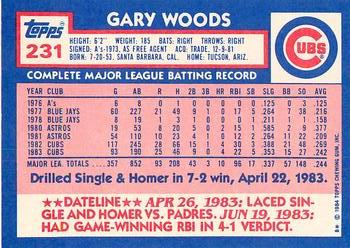 1984 Topps - Collector's Edition (Tiffany) #231 Gary Woods Back