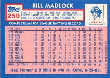 1984 Topps - Collector's Edition (Tiffany) #250 Bill Madlock Back