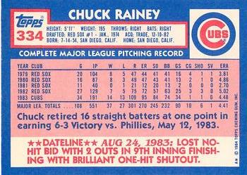 1984 Topps - Collector's Edition (Tiffany) #334 Chuck Rainey Back