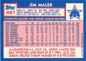 1984 Topps - Collector's Edition (Tiffany) #461 Jim Maler Back