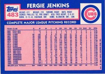 1984 Topps - Collector's Edition (Tiffany) #483 Fergie Jenkins Back