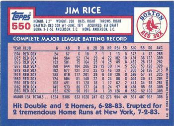 1984 Topps - Collector's Edition (Tiffany) #550 Jim Rice Back