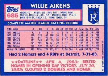 1984 Topps - Collector's Edition (Tiffany) #685 Willie Aikens Back