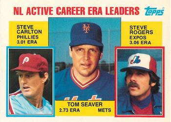 1984 Topps - Collector's Edition (Tiffany) #708 NL Active Career ERA Leaders (Tom Seaver / Steve Carlton / Steve Rogers) Front