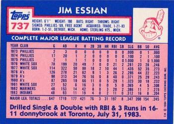1984 Topps - Collector's Edition (Tiffany) #737 Jim Essian Back