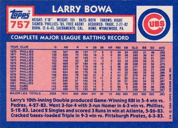 1984 Topps - Collector's Edition (Tiffany) #757 Larry Bowa Back
