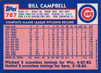 1984 Topps - Collector's Edition (Tiffany) #787 Bill Campbell Back