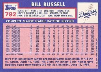 1984 Topps - Collector's Edition (Tiffany) #792 Bill Russell Back